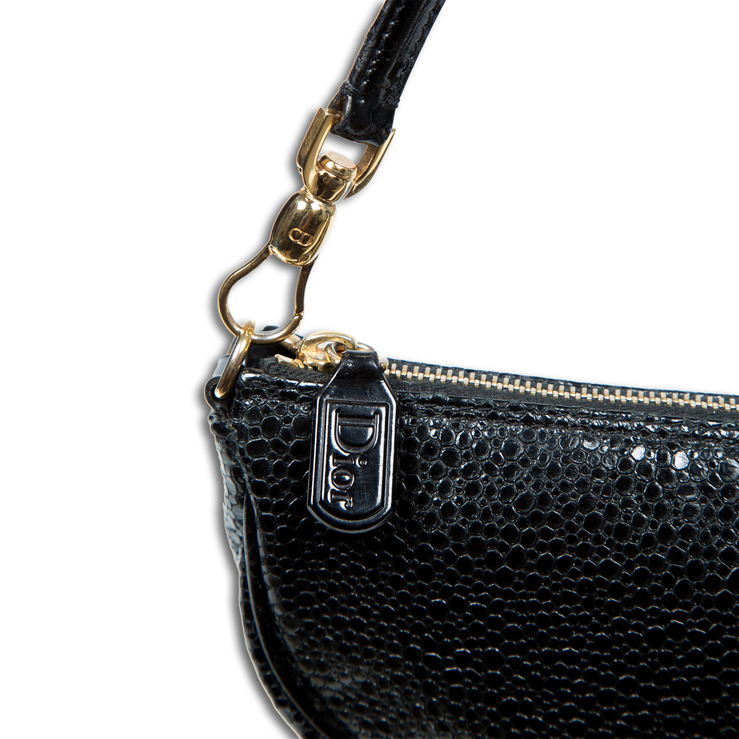christian dior black leather saddle bag