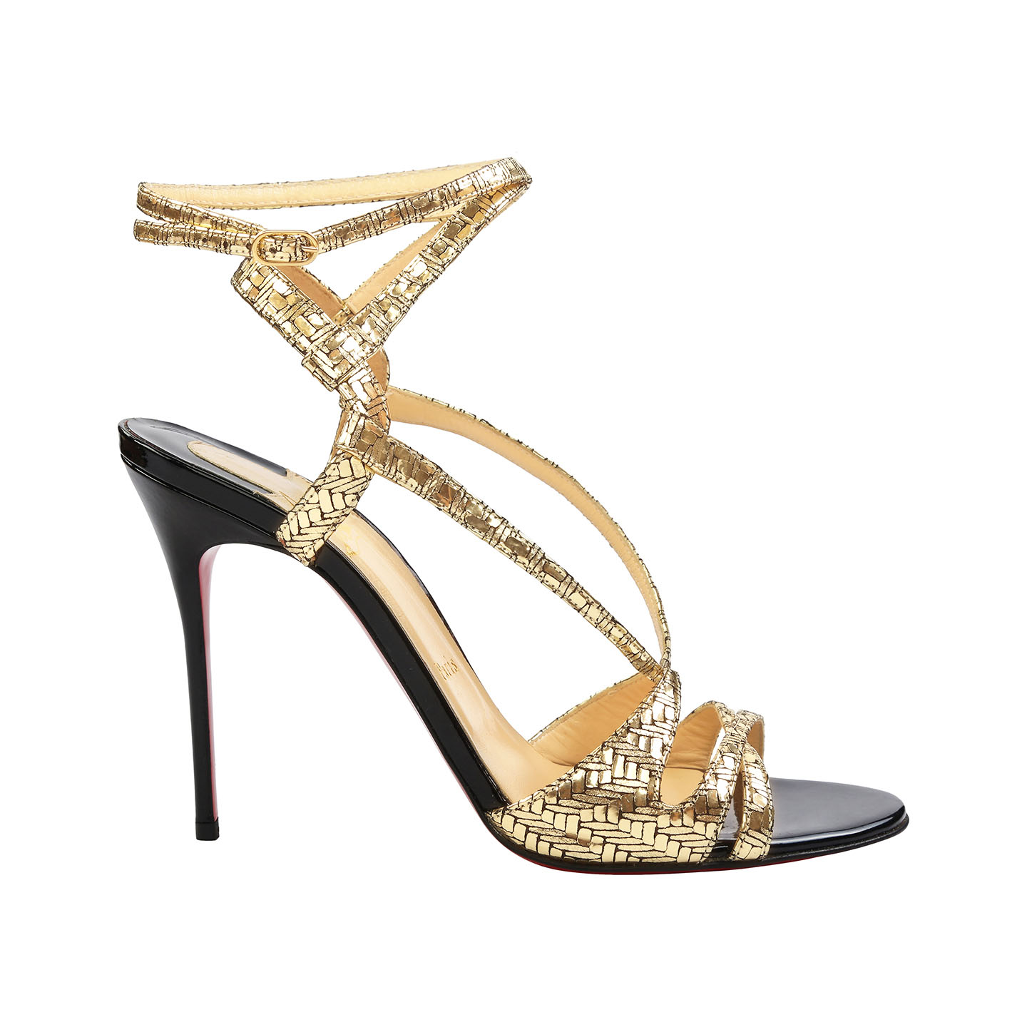 christian louboutin gold fossiliza strap sandals