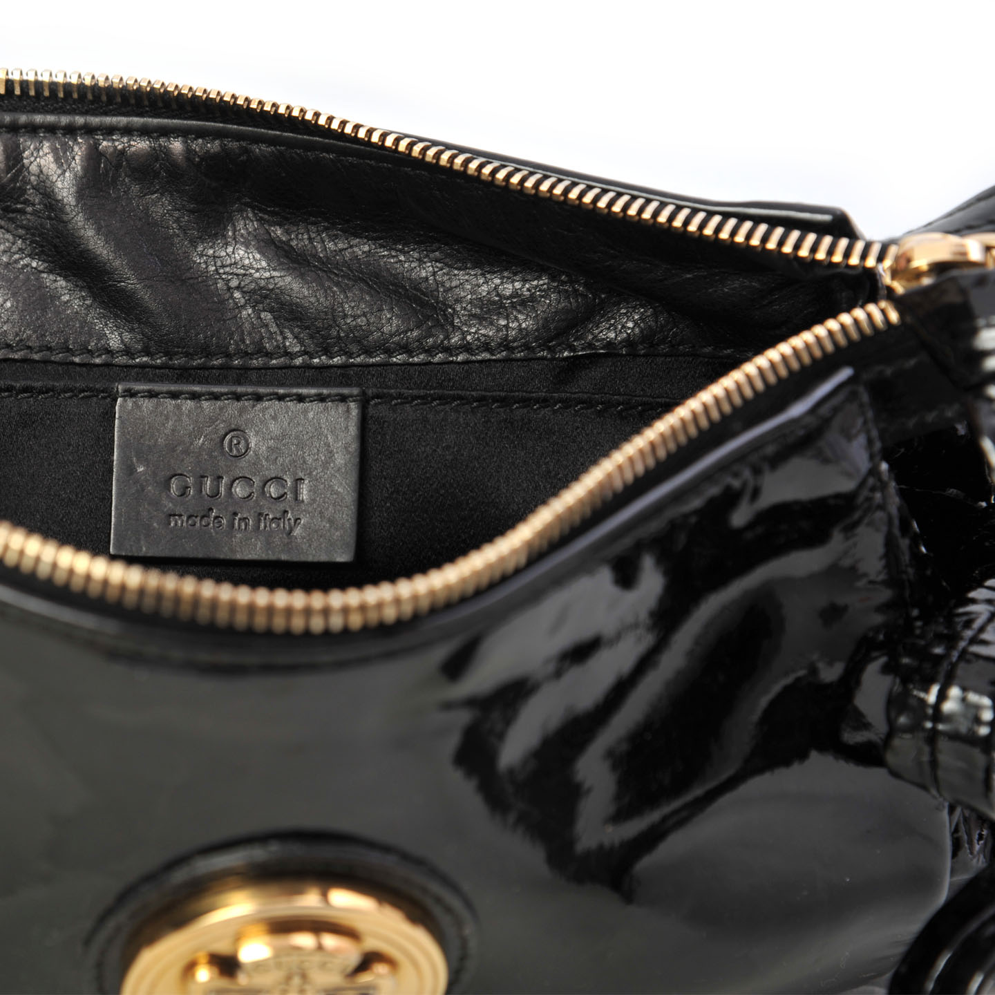 gucci black patent leather clutch