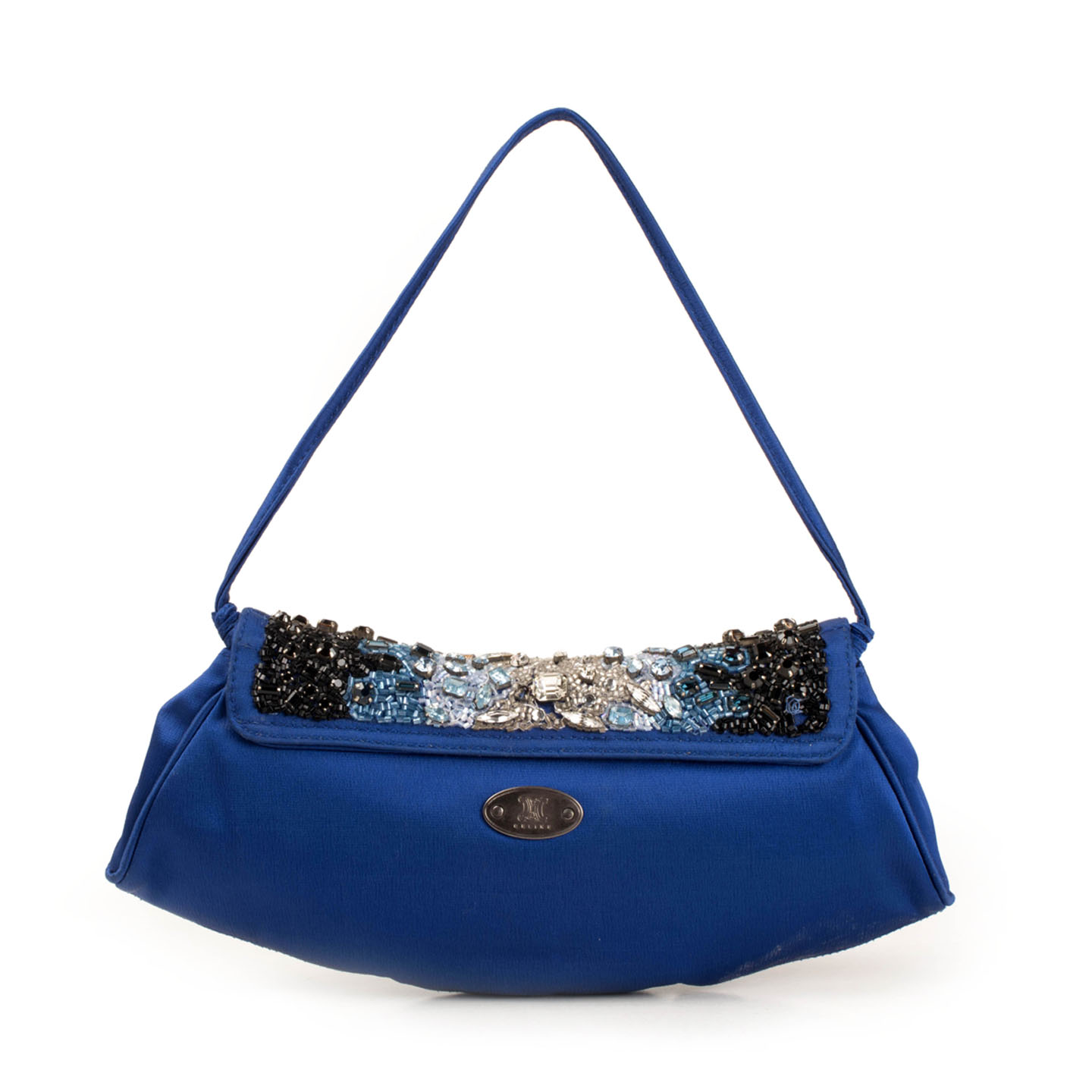 VINTAGE Celine Embellished Satin Evening Bag - LabelCentric