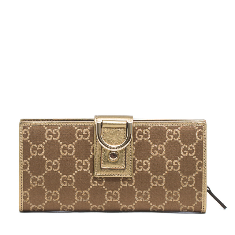 Gucci Monogram Abbey Continental Wallet Gold - LabelCentric