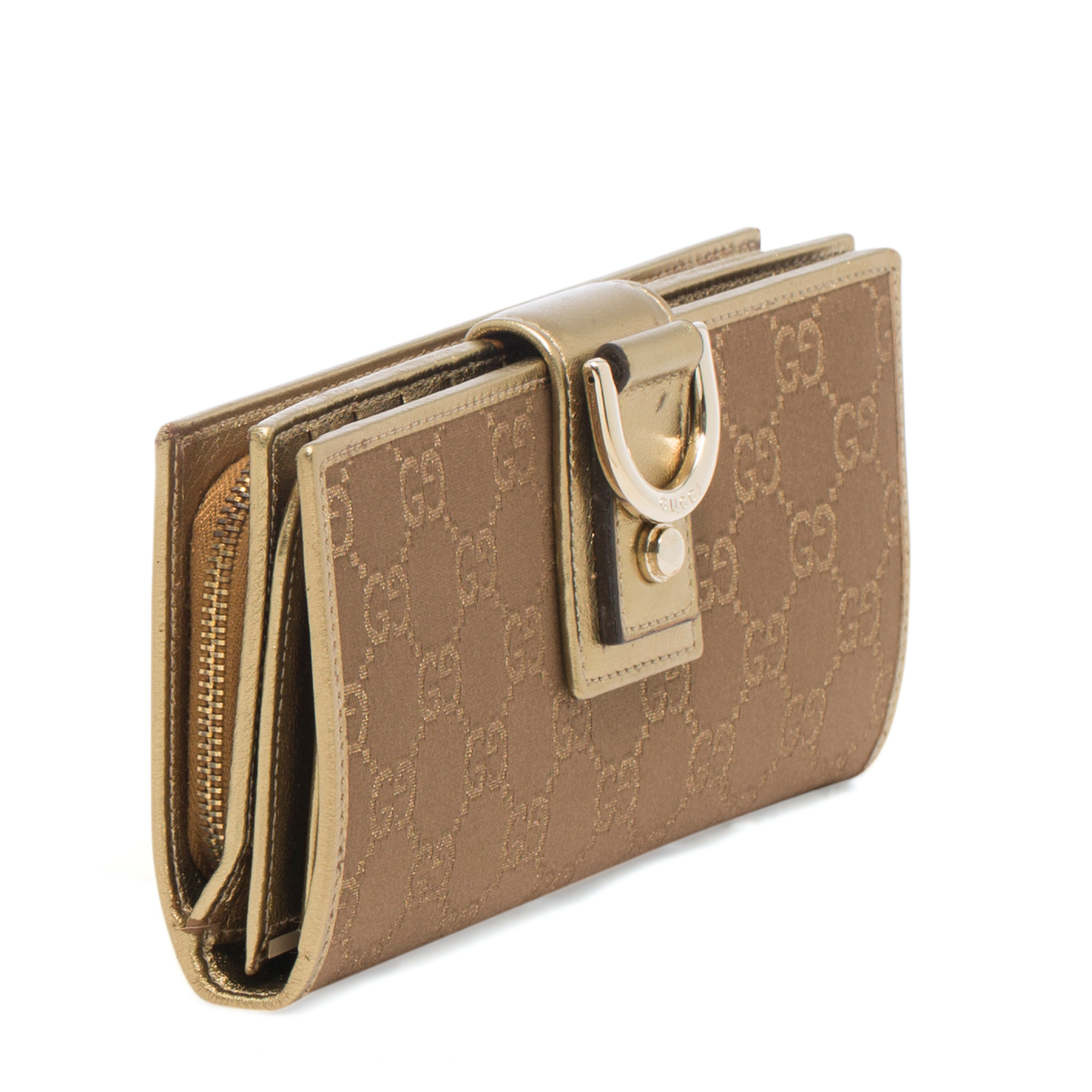 Gucci Monogram Abbey Continental Wallet Gold - LabelCentric