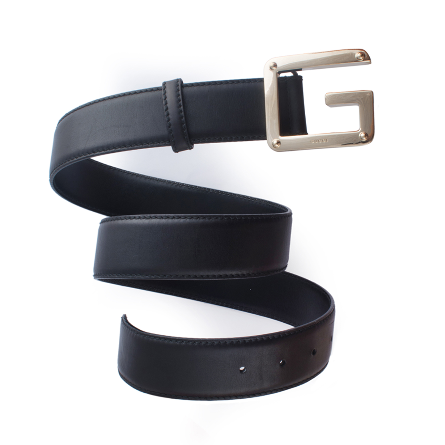 Gucci Black Leather G Buckle Belt - LabelCentric