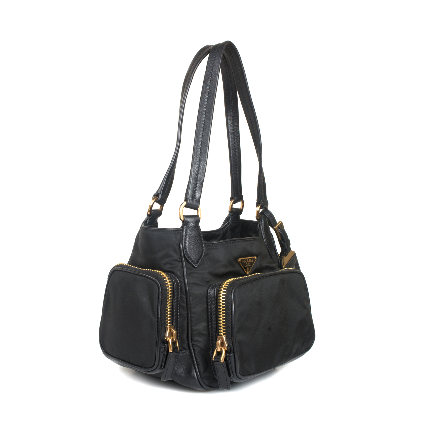 Prada Black Leather Trimmed Tessuto Bag - LabelCentric