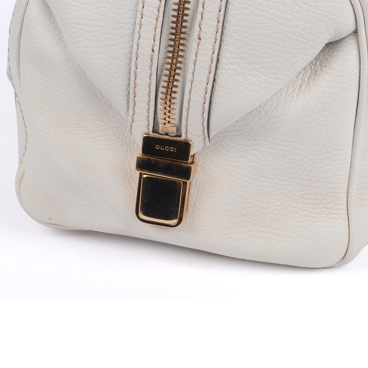 Gucci White Leather Aviatrix Medium Boston Bag - LabelCentric