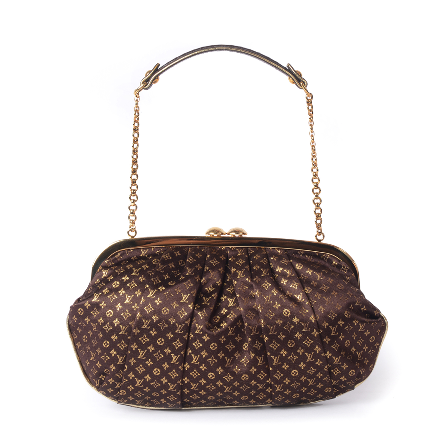 Louis Vuitton Limited Edition Brown Monogram Satin Aumoniere Evening Bag - LabelCentric