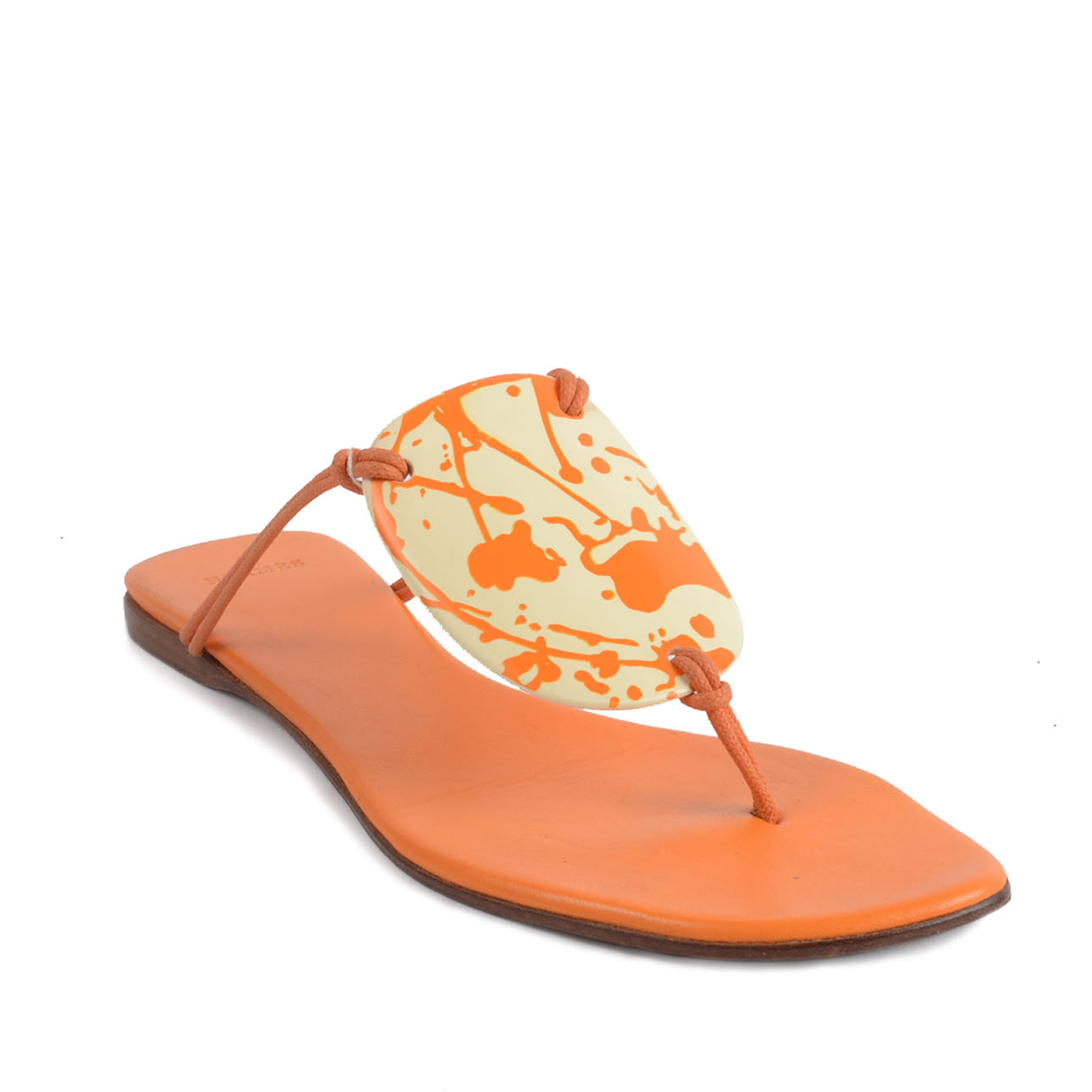 Hermes Orange Leather Slide Sandals Size 39 LabelCentric