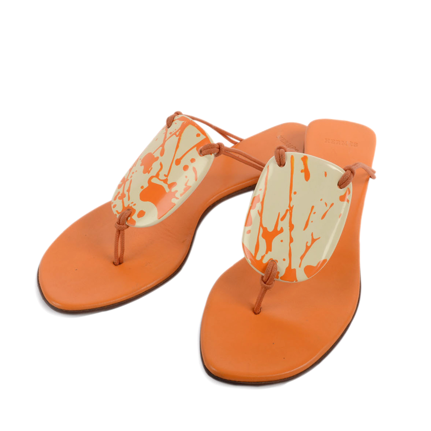 Hermes Orange Leather Slide Sandals Size 39 LabelCentric
