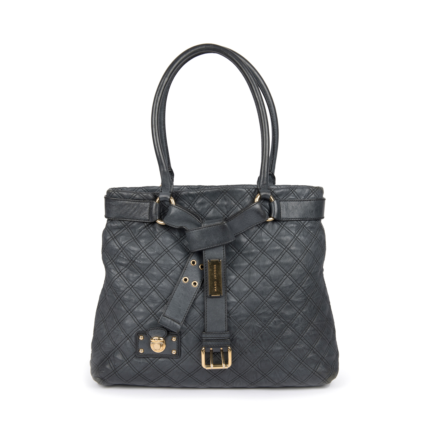 Marc Jacobs Grey Quilted Leather Casey Tote Bag - LabelCentric
