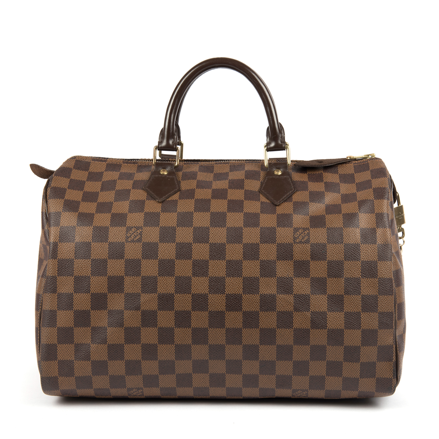 Louis Vuitton Damier Ebene Canvas Speedy 35 Bag - LabelCentric