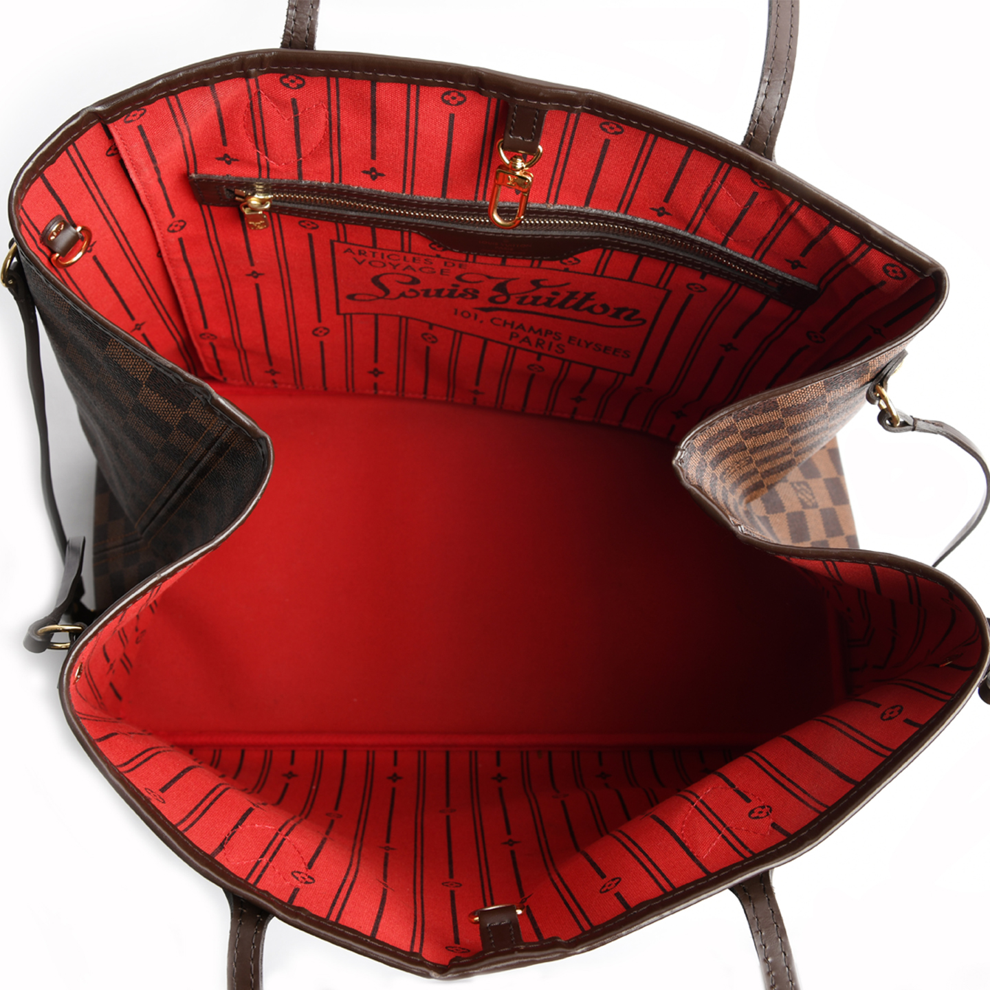 Lv Neverfull Damier Ebene Straps Walden Wong