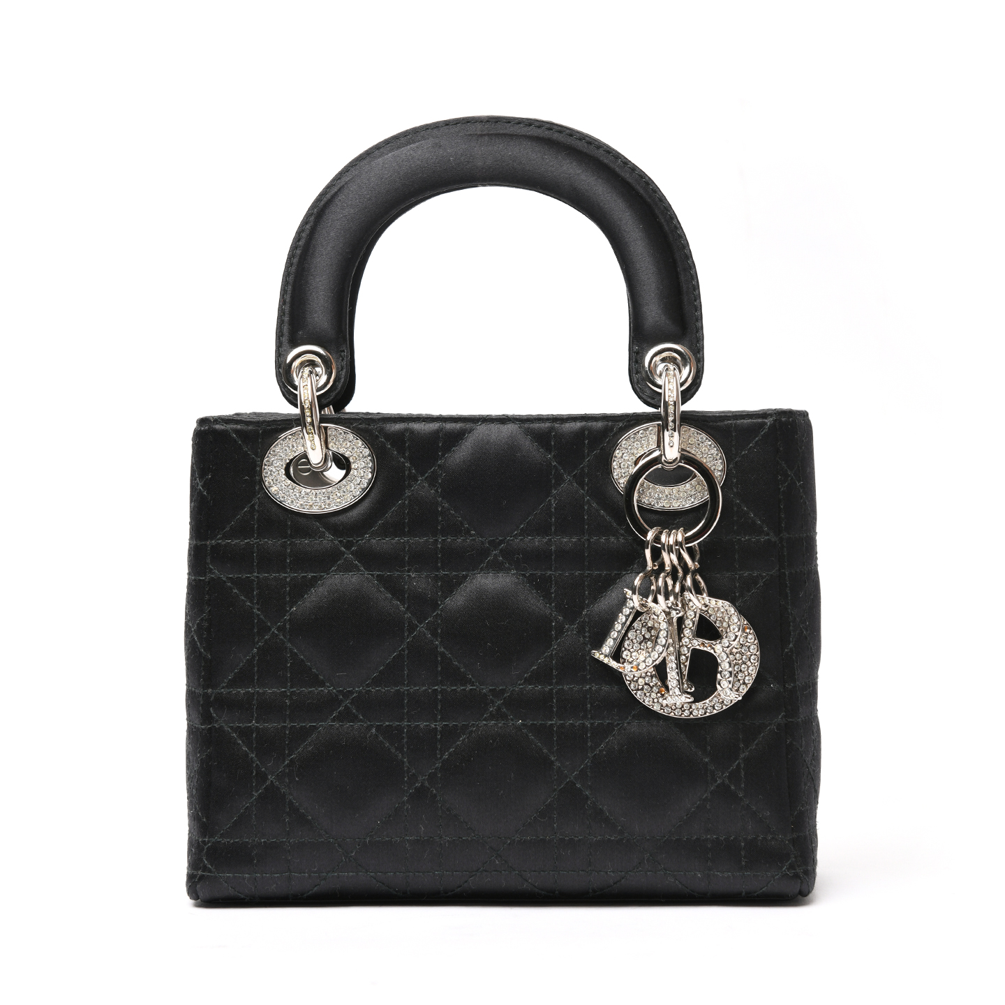 Christian Dior Satin Swarovski Cannage Mini Lady Dior ...