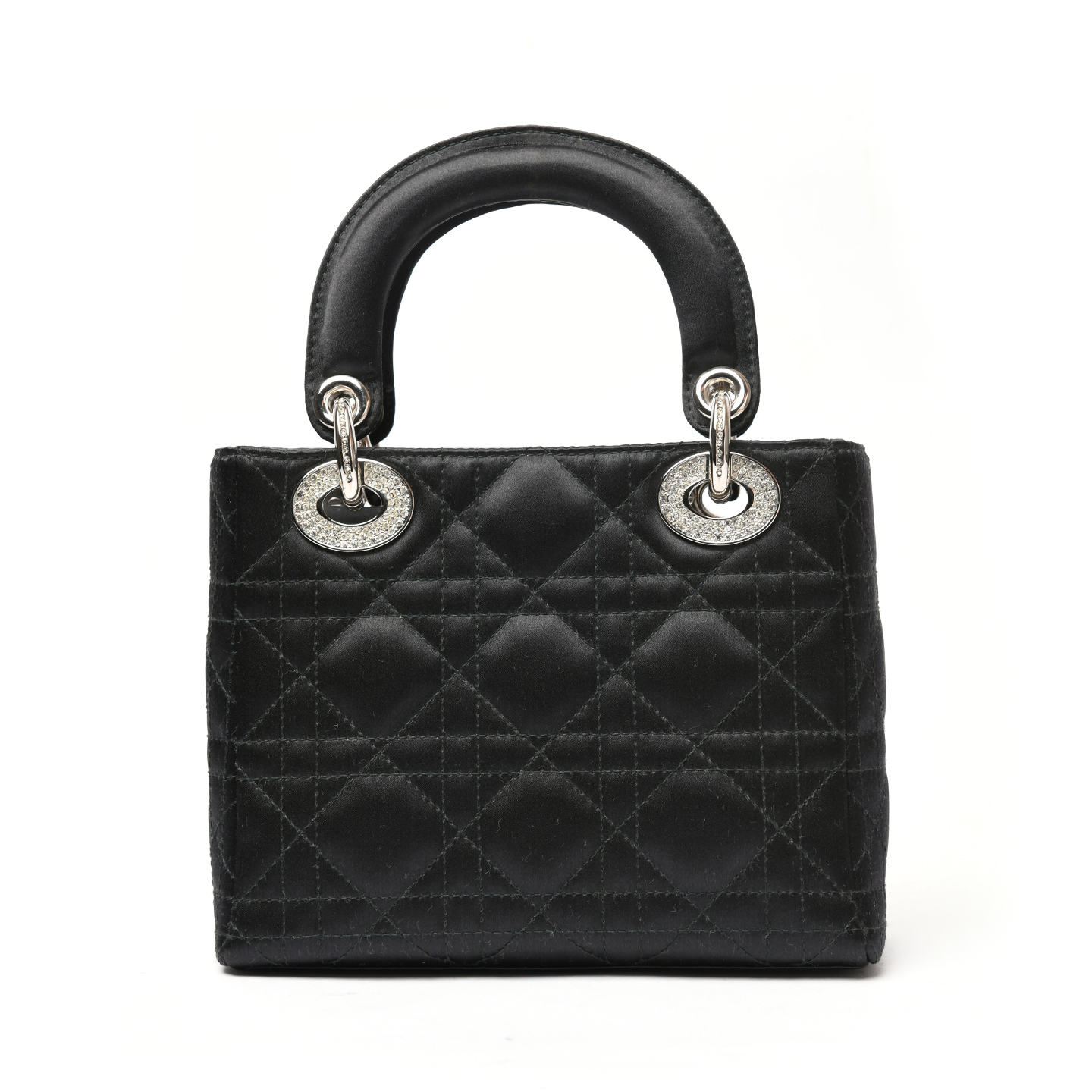 Christian Dior Satin Swarovski Cannage Mini Lady Dior ...
