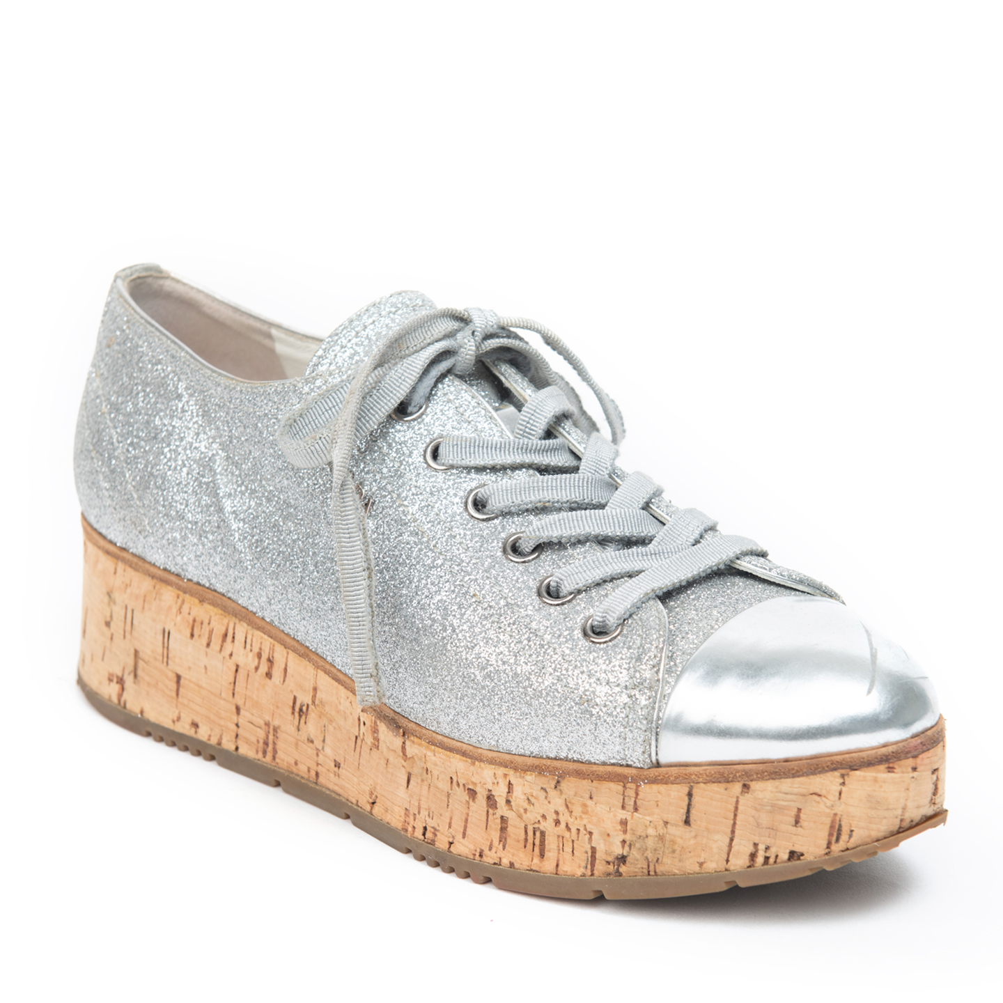 prada silver platform sneakers
