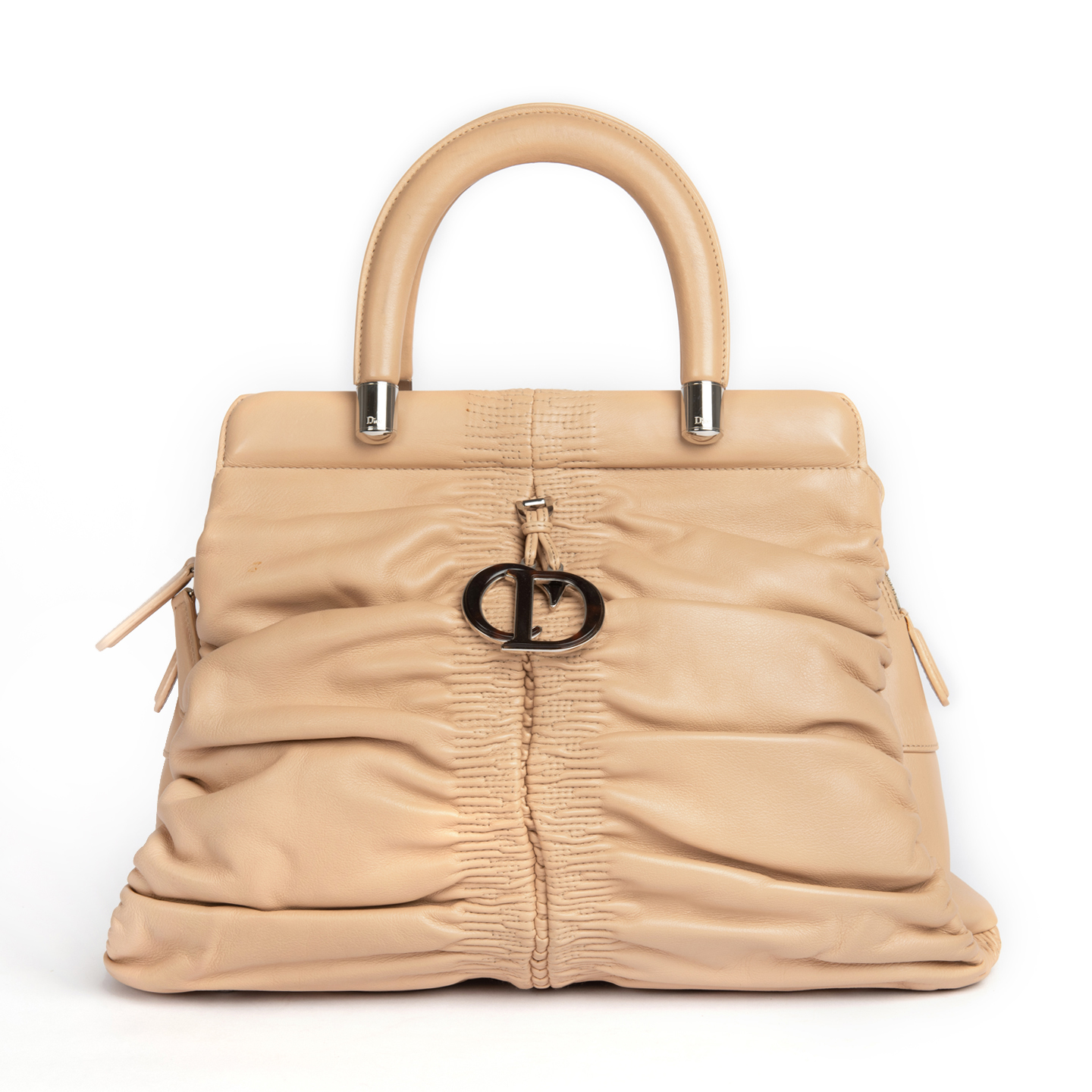 Christian Dior Beige Lambskin Karenina Tote Bag - LabelCentric