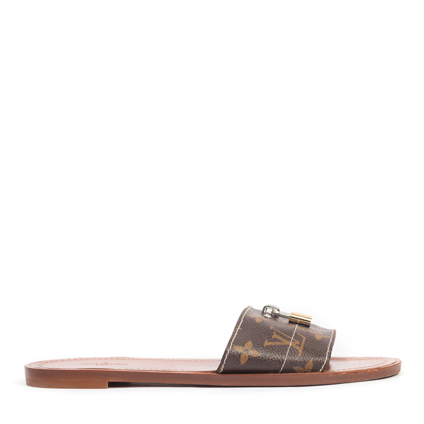 Louis Vuitton Brown Monogram Lock It Slides, Size 38 - LabelCentric