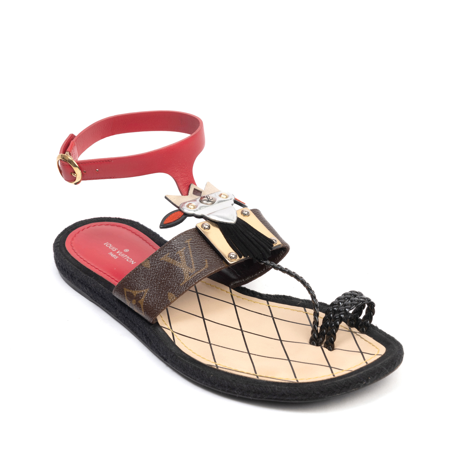 Louis Vuitton Multicolor Leather Tribal Mask Magic Spell Flat Sandals, Size 38.5 - LabelCentric