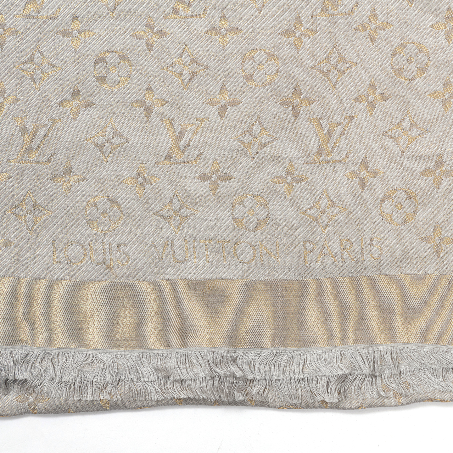 Louis Vuitton Grey/Gold Monogram Shine Shawl - LabelCentric