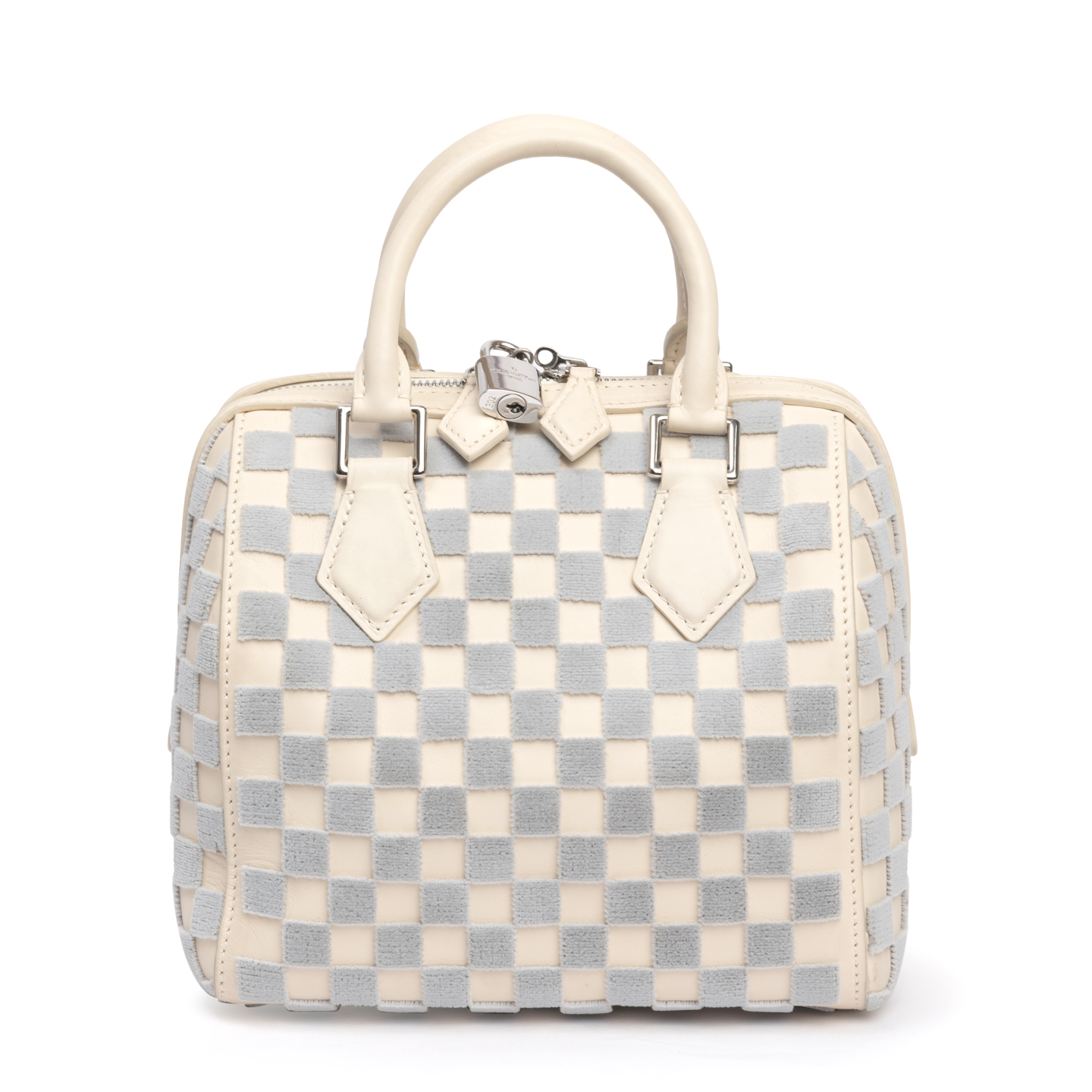 Louis Vuitton Limited Edition Gris Creme Damier Cubic Speedy Cube PM Bag - LabelCentric