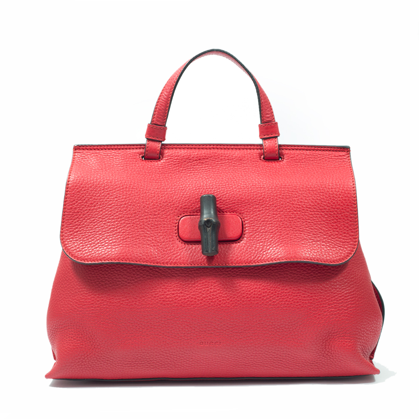 Gucci Red Leather Bamboo Daily Medium Top Handle Bag - LabelCentric